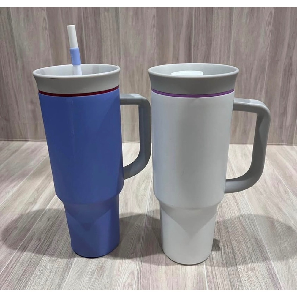 Owala Set of 2 Insulated 40oz Tumblers with Handle Travel Mugs Straw Lid